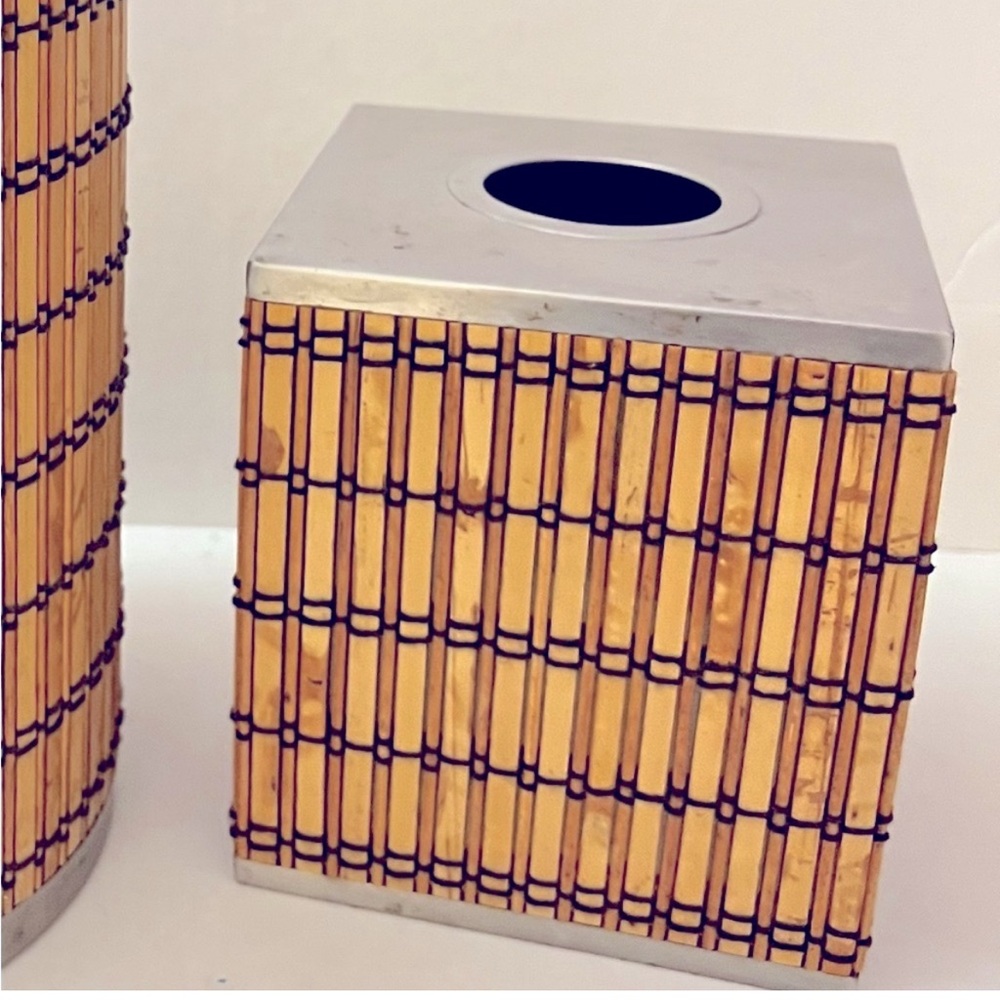 Bamboo and Silver Tissue Box Cover